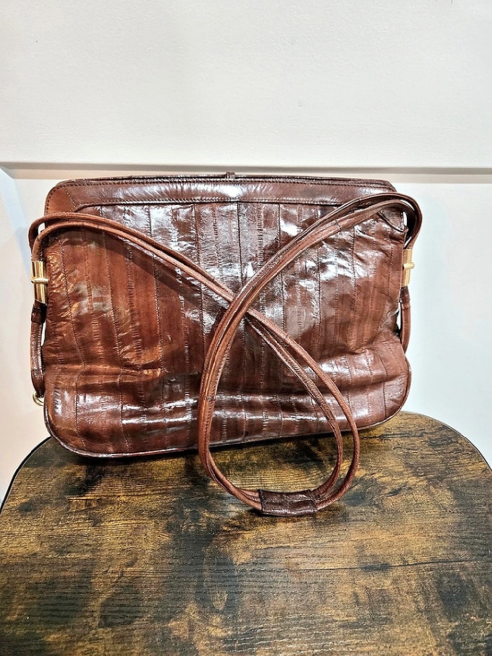 Vintage Genuine Eel Skin Shoulder Bag